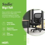 HON Sadie Big and Tall Office Chair, Ergonomic Chair with Mesh Back, Lumbar Support, Home Office Desk Chairs, 350 lb Max, Black - Image 4