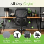 HON Sadie Big and Tall Office Chair, Ergonomic Chair with Mesh Back, Lumbar Support, Home Office Desk Chairs, 350 lb Max, Black - Image 5