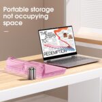 dual monitor stand riser, 3-layer pink acrylic monitor stand with anti slip pad, adjustable length and angle, suitable for 2 monitors, desktop, laptop, PC, printer, TV screen (Pink acrylic) - Image 4