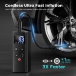 Tire Inflator Portable Air Compressor, 150PSI Cordless Air Pump for Car Tires, 4X Faster Bike Tire Pump with Pressure Detection, Air Pump for Car Tires for Car Motor Bike Ball (Black) - Image 4
