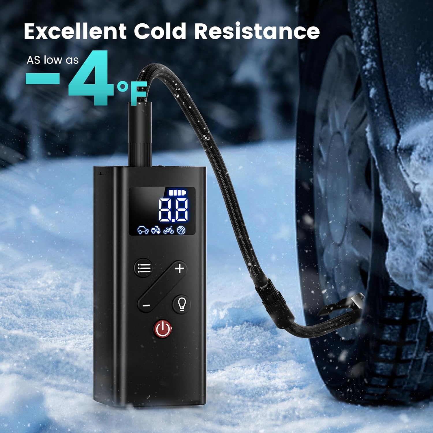 Tire Inflator Portable Air Compressor, 150PSI Cordless Air Pump for Car Tires, 4X Faster Bike Tire Pump with Pressure Detection, Air Pump for Car Tires for Car Motor Bike Ball (Black) - Image 9