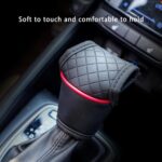 Leather Car Gear Shift Cover,Anti-Slip Automatic Shift Knob Cover Car Decoration,Universal Car Accessories for Women Interior Effectively Protects Stick Shift Knob (Black/Red) - Image 4