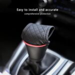 Leather Car Gear Shift Cover,Anti-Slip Automatic Shift Knob Cover Car Decoration,Universal Car Accessories for Women Interior Effectively Protects Stick Shift Knob (Black/Red) - Image 6