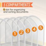 Desk File Organizer 5 Sections Desktop Organizer File Sorter Office Organization File Folder Holder for Office School & Classroom (White, 5 Section - 1Pack) - Image 5