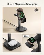 ESR Qi2 3 in 1 Wireless Charging Station, [Certified] Apple Watch Charger & 15W Qi2 MagSafe Charger Stand for iPhone, Wireless Charger for Multiple Devices iPhone 16/15/14/13&Watch&AirPods,Black - Image 4