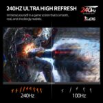 27 Inch 1440P QHD 240Hz Gaming Monitor, Fast IPS, 1ms 2K Gamer Monitor with HDR, 128% sRGB, FreeSync & G-Sync, Height/Pivot/Tilt/Swivel Vertical Monitor, Built-in Dual Speaker, HDMI/DP - Image 3