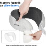 Travel Neck Pillow for Airplanes,Cars and Offices,Pure Memory Foam,Comfortable,Breathable and Soft,Long Flight Headrest,Light Gray,360-Degree Head Support for Traveling and Sleeping - Image 6