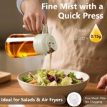 2PCS Oil Sprayer for Cooking, 470ml 2 In 1 Glass Olive Oil Sprayr & pourer for Kitchen, Air Fryer, Cooking, Salad, BBQ (Green,White) - Image 4