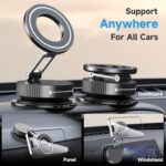 360° Adjustable Suction Car Phone Mount，Vacuum Magnetic Cell Phone Car Holder for iPhone 16 Pro Max 15 14 13 12 Plus & Android for Your Car，Car Phone Mounts for Magsafe (Black) - Image 5