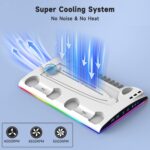 Cooling Station for PS5/PS5 Slim Disc & Digital Console, PS5/PS5 Slim Stand Cooling Stand with RGB Controller Fast Charging Station for PS 5 Console Accessories with Cooling Fan - Image 4