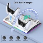 Cooling Station for PS5/PS5 Slim Disc & Digital Console, PS5/PS5 Slim Stand Cooling Stand with RGB Controller Fast Charging Station for PS 5 Console Accessories with Cooling Fan - Image 5