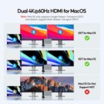 USB C Laptop Docking Station Dual Monitor, 11 in 1 Vertical Dock with 2 HDMI 4K, 3 USB A/C 10Gbps, 2USB-A 5Gbps, USB A 2.0, Ethernet, Docking Station Stand for Type-C Laptops - Black - Image 4