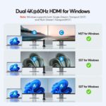 USB C Laptop Docking Station Dual Monitor, 11 in 1 Vertical Dock with 2 HDMI 4K, 3 USB A/C 10Gbps, 2USB-A 5Gbps, USB A 2.0, Ethernet, Docking Station Stand for Type-C Laptops - Black - Image 7