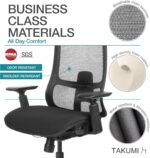 Takumi Ergonomic Reclining High Back Mesh Chair, Home Office Desk Chair with Wheels, Lumbar Support, Best for Long Hours! - Image 4