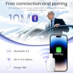 Wireless Carplay Adapter for iPhone, Convent Wired to Wireless Car Play Adapter, Mini Size with Extension Cable USB & USB C/Type-C, Stable Control & No Delay, White - Image 5