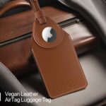 MORIK Secret AirTag Leather Luggage Tag Tracking | TSA Approved | 3-in-1 AirTag Holder & Luggage Tag | Secret Design | Premium Vegan Leather | Apple AirTags Compatible (Brown) - Image 3