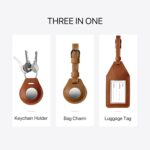 MORIK Secret AirTag Leather Luggage Tag Tracking | TSA Approved | 3-in-1 AirTag Holder & Luggage Tag | Secret Design | Premium Vegan Leather | Apple AirTags Compatible (Brown) - Image 4
