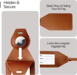 MORIK Secret AirTag Leather Luggage Tag Tracking | TSA Approved | 3-in-1 AirTag Holder & Luggage Tag | Secret Design | Premium Vegan Leather | Apple AirTags Compatible (Brown) - Image 5
