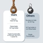 MORIK Secret AirTag Leather Luggage Tag Tracking | TSA Approved | 3-in-1 AirTag Holder & Luggage Tag | Secret Design | Premium Vegan Leather | Apple AirTags Compatible (Brown) - Image 7