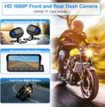 Motorcycle Dash Cam, Motorcycle Carplay/Android Auto, Motorbike TPMS GPS Navigation System, 6.25" IP67 Waterproof Touchscreen, Remote Control, Loop Recording, Support Siri, Free 128G SD Card - Image 4
