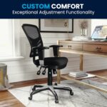 Flash Furniture Nicholas Mid-Back Swivel Office and Gaming Chair, Ergonomic Mesh Office Chair with Adjustable Lumbar Support and Height, Black - Image 9