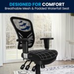 Flash Furniture Nicholas Mid-Back Swivel Office and Gaming Chair, Ergonomic Mesh Office Chair with Adjustable Lumbar Support and Height, Black - Image 11
