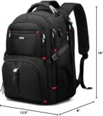 DUSLANG 50L Travel Laptop Backpack for Men Women, Extra Large Heavy Duty Big Carry on Backpack for Weekend Airline Approved Fits 17 Inch Computer, Black - Image 9