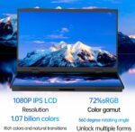 Dual Portable Monitor, 15.6" 1080P FHD IPS Folding Stacked Triple Laptop Screen Extender, USB-C Plug & Play Travel Extended Computer Display for Laptop PC Windows Mac/Stand - Image 3