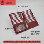 ag wallets Genuine Leather Mens Long ID 19 Credit Card Security Wallet (RFID_Burgundy) - Image 3