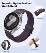 Braided Band for Samsung Galaxy Watch 7 6 5 4 FE 40mm 44mm/Watch 6 4 Classic 43mm 47mm 42mm 46mm/5 Pro 45mm/3 41mm/Active 2, 20mm Parachute Buckle Stretchy Nylon Sport Strap for Men Women - Image 5