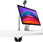 AceTaken Brio 101 Webcam Clamp Stand, 24-inch Rotating Magnetic Mount Holder with Headphone Hook Compatible with Logitech Brio 100 101,301 300,500,Brio 4K,C270,C310 webcams - Image 3