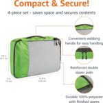Amazon Basics Medium Packing Cubes for Travel, Packing Organizers, 4-Piece-Set With Double Zipper Pulls and Mesh Top Panel, 100% Durable Polyester, Green, 13.8"L x 9.8"W x 3"H - Image 4