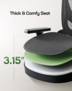 Marsail Ergonomic Office Chair Desk Chair High Back Mesh Office Chair with Adjustable Lumbar Support and Adjustable 2D Headrest, Ergonomic Gaming Chair for Home Office, Bright Black - Image 4