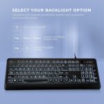 Large Print Backlit Keyboard, USB Wired Computer Keyboard, Full Size Keyboard with White Illuminated LED Compatible for Windows Desktop, Laptop, PC, Gaming, Black - Image 4