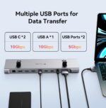 TobenONE MacBook Docking Station Dual 4K@60Hz Monitor, 16-in-2 USB C Docking Station Stand with 2.5Gbps Ethernet,100W GaN Power Supply, 2 HDMI&DP, 5 USB Ports - Image 7