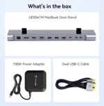TobenONE MacBook Docking Station Dual 4K@60Hz Monitor, 16-in-2 USB C Docking Station Stand with 2.5Gbps Ethernet,100W GaN Power Supply, 2 HDMI&DP, 5 USB Ports - Image 10