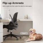 Hbada Office Desk Chair with Flip-Up Armrests and Saddle Cushion, Ergonomic Office Chair with S-Shaped Backrest, Swivel, Mesh, Black - Image 4