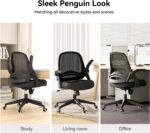 Hbada Office Desk Chair with Flip-Up Armrests and Saddle Cushion, Ergonomic Office Chair with S-Shaped Backrest, Swivel, Mesh, Black - Image 6
