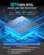 KAMRUI GK3Plus Mini PC, 16GB RAM 512GB M.2 SSD Mini Computers,12th Gen Alder Lake N95 (up to 3.4GHz) Micro PC, 2.5''SSD, Gigabit Ethernet,4K UHD,WiFi,BT,VESA/Home/Business Small pc - Image 3