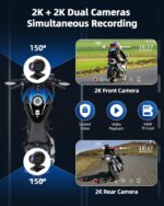 Motorcycle CarPlay & Android Auto 7 inch Motorcycle DVR Wireless Carplay Screen for Moto with Dual 2K Cameras GPS Navigation for Motorbike, Remote Control, Voice Control, Bluetooth, TF-64G - Image 4