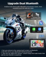 Motorcycle CarPlay & Android Auto 7 inch Motorcycle DVR Wireless Carplay Screen for Moto with Dual 2K Cameras GPS Navigation for Motorbike, Remote Control, Voice Control, Bluetooth, TF-64G - Image 5