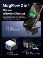 UGREEN MagFlow Magnetic Foldable Charging Station, 2-in-1 Fast Wireless Charger Compatible with iPhone 16 15 14 13 12, Airpods3 2 Pro (No AC Adapter) - Image 3