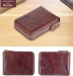 Admetus Men's Zipper Wallet Leather Bifold Wallets Slim RFID Blocking Zip Around Credit Card Holder Compact Small Wallet - Image 3