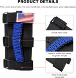 2 PCS Roll Bar Grab Handles, Oxford Cloth Roll Bar Grip Handle with Strong Metal Buckle, US Flag Grip Straps for 1955-2023 Wrangler JL JK TJ YJ Gladiator JT UTV ATV (Blue) - Image 4