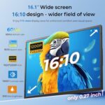 Laptop Screen Extender 16.1", 1200P FHD, Portable Monitor 360° Rotating Detachable Stand, Height Adjustable Laptop Monitor Extender for Laptop 13-17.5", Plug-Play for Tablet, PC, Phone, etc - Image 3
