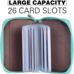 Easyoulife Genuine Leather Credit Card Holder Zipper Wallet With 26 Card Slots - Image 3