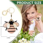Leather Airtag Keychain Case Holder,Cute Protective Apple Air Tag Cover with Key Ring,Anti-Scratch Hidden Finder GPS Tracker Case for Wallet Keys,Bag,Pets,Backpack(Bee) - Image 3