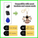 Leather Airtag Keychain Case Holder,Cute Protective Apple Air Tag Cover with Key Ring,Anti-Scratch Hidden Finder GPS Tracker Case for Wallet Keys,Bag,Pets,Backpack(Bee) - Image 4