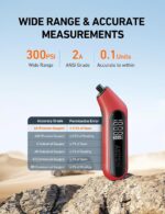 AstroAI Digital Tire Pressure Gauge 300PSI Large Screen with Backlight and Flashlight, ANSI 2A High Accuracy, Compatible with Schrader Valves, 4 Units, Presta Valve Adapter Included (Red) - Image 4