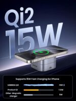UGREEN MagFlow Qi2 Magnetic Foldable Charging Station, 2-in-1 Fast Wireless Charger Compatible with iPhone 16 15 14 13 12, Airpods3 2 Pro (No AC Adapter), Dark Grey - Image 3